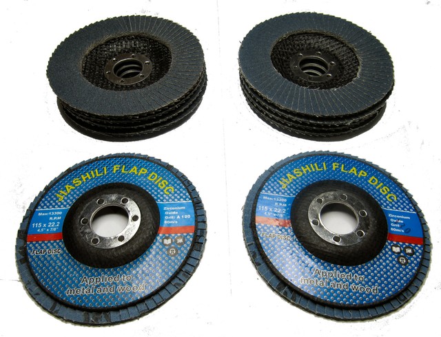 ZIRCONIUM 5 X 60 + 5 X 120 GRIT SANDING FLAP DISCS FOR ANGLE GRINDER 