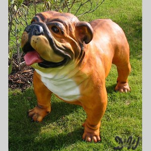 englische BULLDOGGE 73 cm Garten Deko Figur HUND Tier Skulptur Hunde