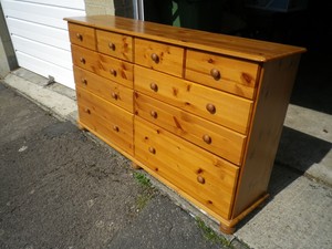 Details about pine chest 10 solid wood drawers bedroom office lounge