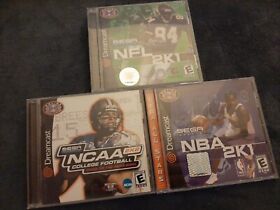 Sega Dreamcast Sports Game Lot (NBA 2K1, NFL 2K1, NCAA 2K2)