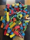 Vintage Wooden Colored Building Blocks Lot.- Approx 160 Pieces