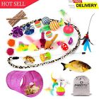 28Pcs Cat Toys Kitten Toys Assorted, Cat Tunnel Catnip Fish Feather Teaser Wand