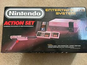 Nintendo NES Action Set - Gray Gun - Tested - Console and Cables Only