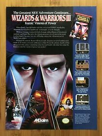 Wizards & and Warriors 3 NES Nintendo 1991 Vintage Print Ad/Poster Authentic Art
