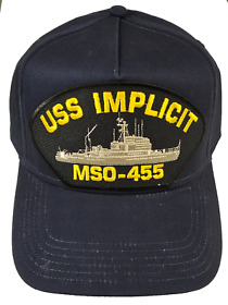USS IMPLICIT MSO-455 Ship HAT - Navy Blue - Veteran Owned Business