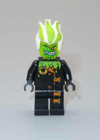 LEGO Agents Dr. D Zaster Green white spiky hair Trans head minifigure 8969