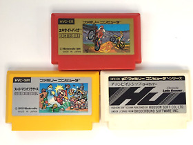 Lot 3 Nintendo FC Famicom Games Bundle Super Mario Bros Excite Bike Works JP