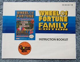 WHEEL OF FORTUNE FAMILY ED. Instruction Manual   No Game   NES Nintendo