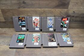Lot of 8 Nintendo NES Games Hoops 3-D World Runner Sky Shark Top Gun & More