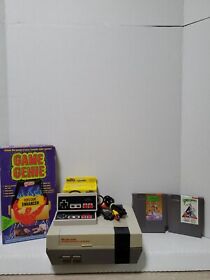 Nintendo NES Control Deck Home Console w/Game Genie and 2 games
