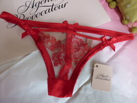 Agent Provocateur thong XS new G String RED silk tattoo lace Gloria AP1