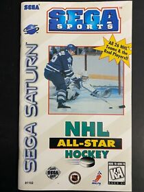 NHL All-Star Hockey .SEGA Saturn Instruction Manual w/ Reg Card Only