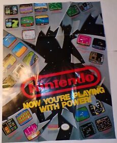 Vintage 1989 Nintendo NES Playing w/ Power How To Hook Up System Original Poster