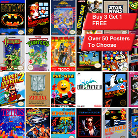 Retro NES Nintendo Poster Classic Vintage 80s 90s Print Picture Wall Art A4 A3