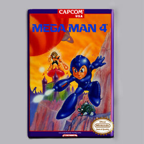MEGA MAN 4 - 2" x 3" FRIDGE MAGNET (nintendo nes game box art four 2 3 5 6 1991