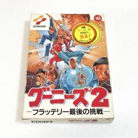 GOONIES 2 Famicom KONAMI Nintendo Japanese Box Cindy Lauper