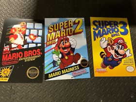 "Póster de arte de videojuegos Super Mario Bros 1 2 3 NES Nintendo - Juego de 3 - 12"" x 18"