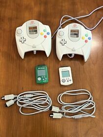 Sega Dreamcast Bundle 2 VMUs, 2 Controllers, And 2 Cable Extensions - Tested