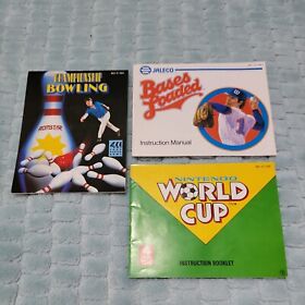 Bases Loaded Championship bowling world cup Nintendo Nes instruction manuals