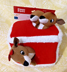 ZippyPaws Holiday BURROW REINDEER PEN Home Plush Puppy Dog Toy -FREE SHIPPING-