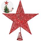 Metal Christmas Tree Topper Star Glittered Christmas Treetop Sparkling Hallow...