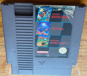 Nintendo 3-In-1 Super Mario Bros Tetris World Cup Org. NES EUROPEAN Version RARE