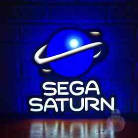 SEGA Saturn Sign for Gaming Room Decor | 3D Printed LED Lightbox with Extra Long