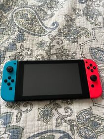 Nintendo Switch Gray Console with Neon Red and Neon Blue Joy-Con and 3 Games