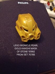 LEGO BIONICLE PEARL GOLD KANOHI MASK OF STONE 10982 FROM SET 70785