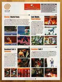 2000 Resident Evil 2 & 3 PREVIEW Print Ad/Poster Sega Dreamcast Last Blade Art
