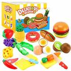 33pcs Cutting Pretend Play Food Toys for Kids Kitchen Set Playset Accessories