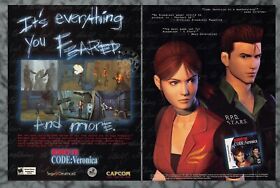 Resident Evil Code Veronica Sega Dreamcast Capcom 2000 2-Page Print Ad Art C