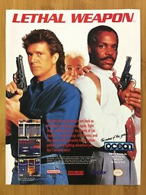 Lethal Weapon SNES NES 1992 Print Ad/Poster Official Mel Gibson Danny Glover Art