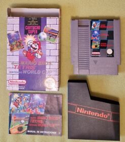3 en 1 - Juego NES + EMBALAJE ORIGINAL, instrucciones, ESP, Super Mario Bros. Tetris, Nintendo Wor