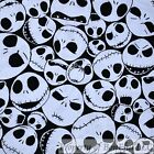 BonEful Fabric FQ Cotton Quilt White Black Disney Jack Skellington Face Skeleton