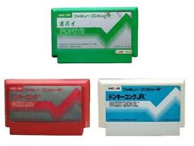 Donkey Kong, Donkey Kong Jr., Popeye 3 cartridges set Famicom / NES label taped