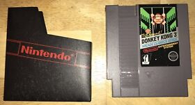 DONKEY KONG 3 NES Arcade Game 5-Screw CART w/SLEEVE! TESTED! Nintendo 1986 NICE!