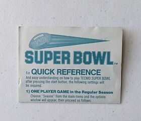 Tecmo Super Bowl TEC-4U-US Quick Reference Card Nintendo NES Game Cartridge #2