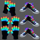 2 Pairs LED Gloves 2 Pairs LED Shoelaces Great Gifts for Kids Size Small