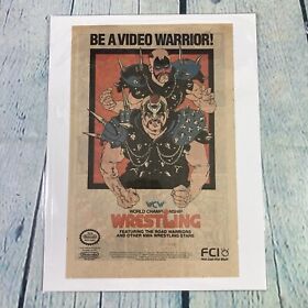 Vtg 1989 WCW World Championship Wrestling NES Print Ad / Poster Road Warriors