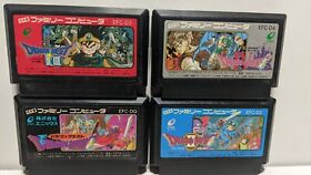 Dragon Quest 1, 2, 3 & 4 Lot  (Nintendo Famicom) Tested & Working