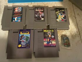Lote de 5 juegos Nintendo NES #1 Mario/Duck, Rampage, Skate or Die, RoboCop, Ninja G2