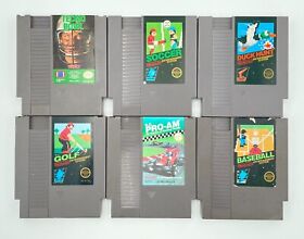 NES 6 LOT  Tecmo Bowl, Baseball, RC Pro-AM, Duck Hunt, Soccer, Golf WORKING! 