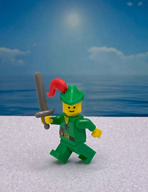 Lego Vintage Castle Forestman - Green Hat, Red Plume Minifigure with Sword 6077