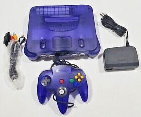 UPGRADED Nintendo 64 N64 Grape Purple Funtastic + Official OEM remote & Cables
