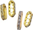 AKOAK 50 Pack 21.4mm x 7mm Gold Plated Rhinestone Metal Spacer Beads GOLD 