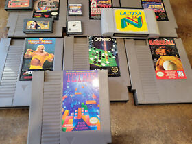 NES 10 game lot tetris, baseball tecmo, wrestlmania gameboy ds untested parts
