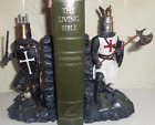Black And White Medieval Crusader Knight Bookends Statue 7.5