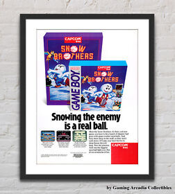 Póster publicitario promocional brillante de Snow Brothers Nintendo NES Game Boy sin marco G4206
