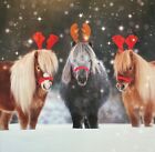 Funny Shetland Ponies Christmas Card~ Horses ~Paper House~SINGLE CARD~See Descr